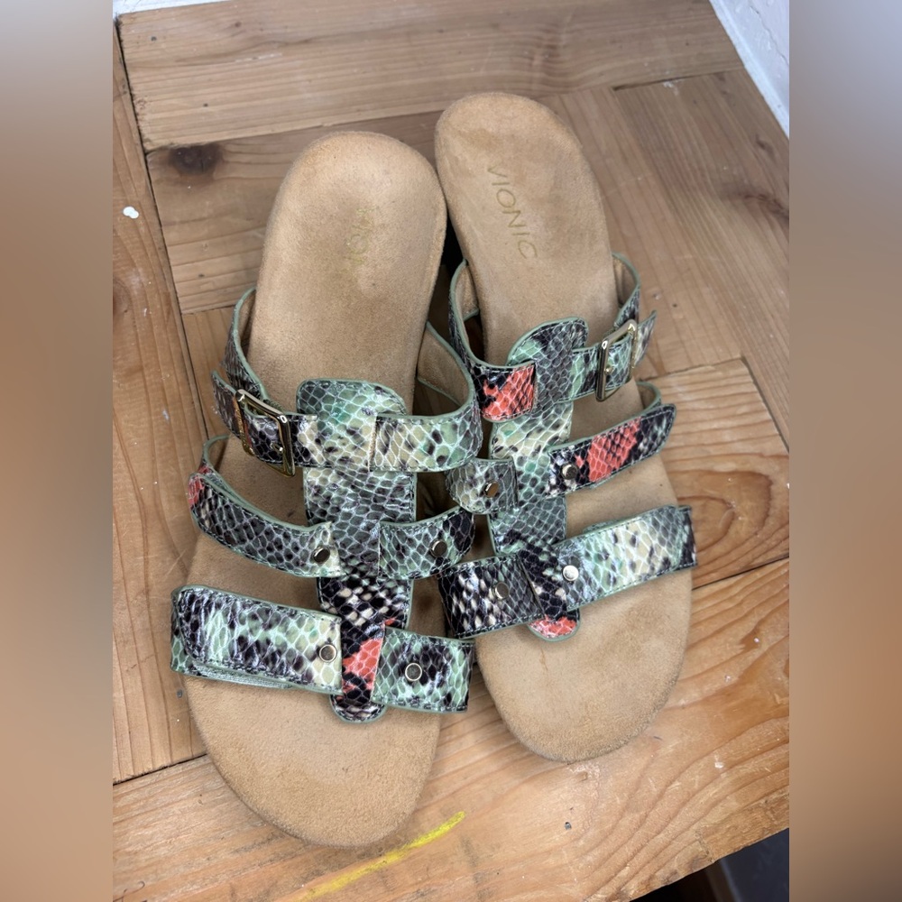 Wedge Slide Sandals in Snake Print - Women - Picture 4 of 12